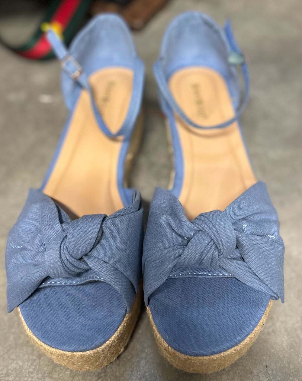 Bamboo Infinity-32 Blue Denim Espadrille Platform Sandals Size 11